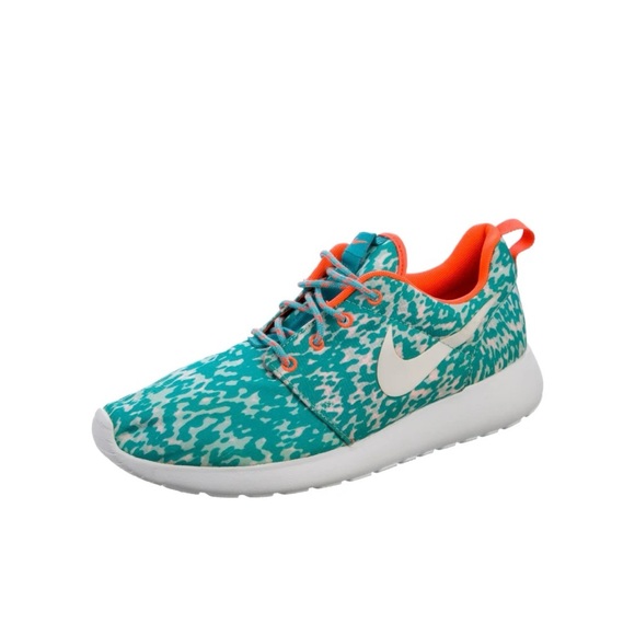 Nike Rosherun Roshe Run Print Hyper Turquoise Orange Flyknit One Womens Camo - Picture 2 of 10